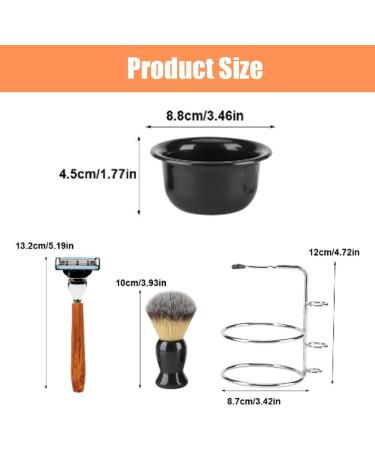 Fydun Men's Shaving Set - 4-Part Manual Razor Hair Brush Shaving Shell & Stainless Steel Rack | Classic Wet Shaving Essentials - Buy Online on SooperMarket.com