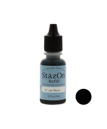 Tsukineko 1/2 Fluid Ounce StazOn Multi-Surface Inker, Jet Black