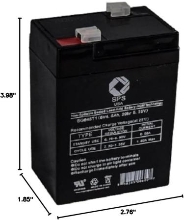 SPS Brand 6V 4.5Ah Replacement Battery for CooPower CP6-4.5 | Sealed Lead Acid AGM VRLA International Shipping Available - Buy Online on SooperMarket.com