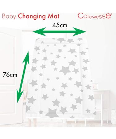 Callowesse Baby Changing Mat 79x47cm. Waterproof Wipe Clean Raised Edges Portable and Foldable Grey Stars Design - Buy Online on SooperMarket.com