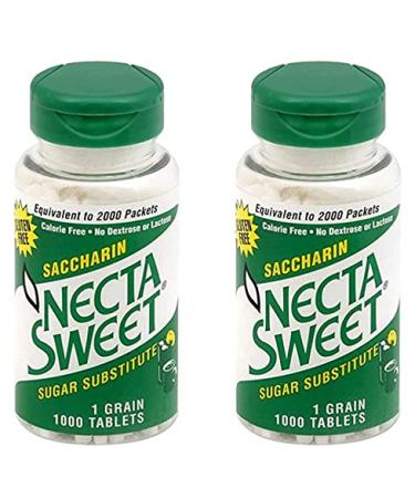 NSI SWEETENERS Necta Sweet Saccharin Tablets, 1-Grain, 1000 Tablet Bottle, 2Count