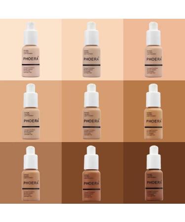 Phooera Fulll Coverage Liquid foundation Matte Finish Concealer Long wear 24hrs Oil Controlling Naturally Flawless Lightweigt Feel Buildable Fond de teint (2 X 104) - Buy Online on SooperMarket.com