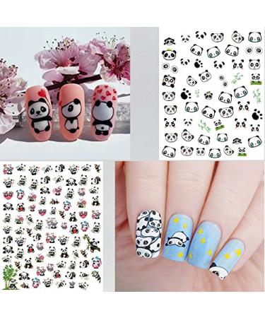 Panda Nail Stickers Decal - 5 Sheets 3D Self-Adhesive Cute Cartoon Nail Art Supplies for Women, Kids & Girls - Designer Manicure DIY Decorations - Buy Online on SooperMarket.com