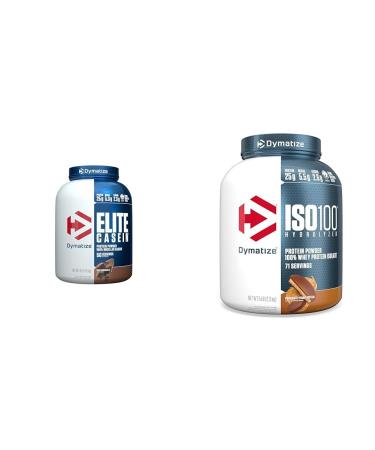 Dymatize ISO100 Hydrolyzed Protein Powder 100% Whey Isolate Protein 25g of Protein 5.5g BCAAs & Elite Casein - Chocolate 4lb