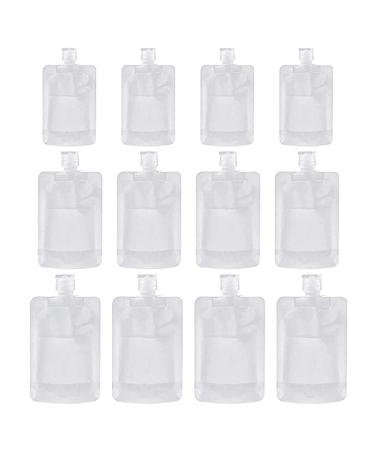 Encomy 12 Portable Travel Fluid MakeUp Packing Bag Transparent Clamshell packaging bag made of plastic refillable empty sparkling bag 30ml + 50ml + 100ml Each 4PCs
