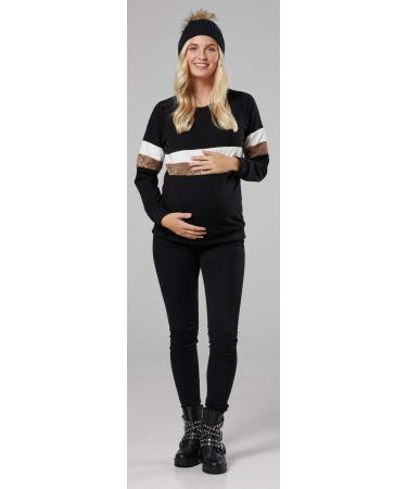 Happy Mama Women's Maternity Nursing Zipped Sweatshirt 1110 - Black & Anaconda Print - Size 14 - Buy Online on SooperMarket.com