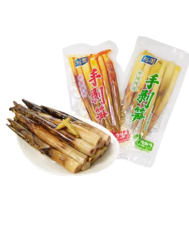 Instant hand peeled bamboo shoots 400g Pickled pepper Crispy Bamboo shoots spicy chinese snack fresh mountain pepper bamboo shoots spicy strips Vegetables (Pickled Pepper Flavor400g/Pack 2 pack) Pickled Pepper Flavor400g/Pack 2 pack