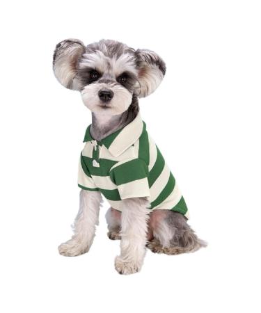 Polo shirt for small dogs two-legged strip shirt puppy costume summer t shirt fashionable clothing for bichon French bull dog dog shirt striped dog shirt breathable green 4xl large