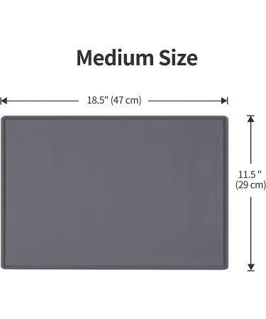 EIOKIT Dog Food Mat - Waterproof Silicone Pet Bowl Mat with Raised Edge - Grey (Various Sizes) - Buy Online on SooperMarket.com