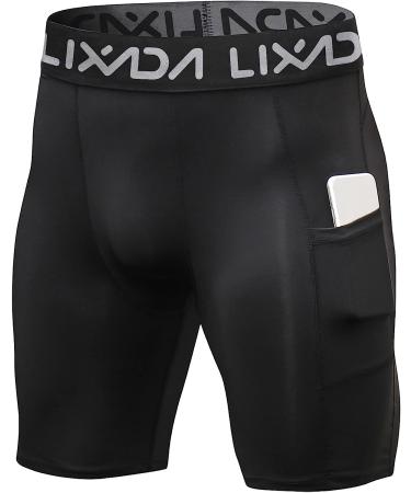 Lixada Men's Elastic Performance Sports Baselayer Shorts - Cool Dry Tights for Active Workouts | Large, A-Black/Grey/White - Buy Online on SooperMarket.com