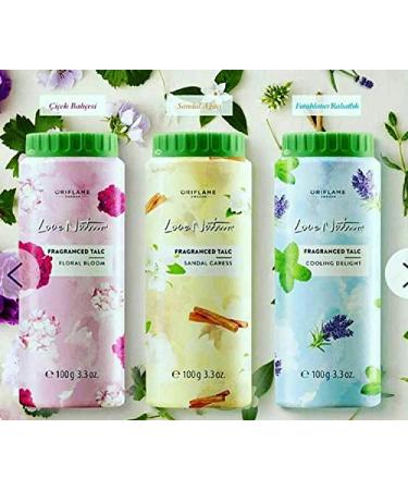Oriflame Love Nature Fragranced Talc-100g-Floral Bloom 35551+Sandal Caress 35552+Cooling Delight 35553-(Set Of 3)