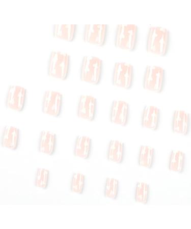 24pcs White Heart Square False Nails - Short Press on Nails for Women & Girls | Removable Glue-on Fake Nails - Nail Art Accessories - Buy Online on SooperMarket.com
