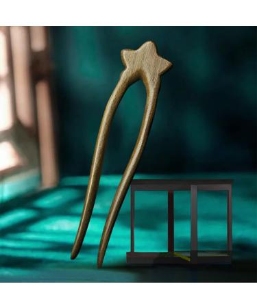 minkissy Wooden Star Hair Stick - Antique Chinese Hair Forks Vintage Wooden Hairpin for Long Hair Hanfu Headdress for Bride Ladies Women Girls - Buy Online on SooperMarket.com