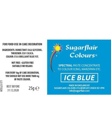 Sugarflair Ice Blue Spectral Food Colouring Paste - 25g | Highly Concentrated Dye for Sugar Pastes, Buttercream, Royal Icing, and Cake Mix - Buy Online on SooperMarket.com