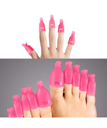 Siquk Gel Nail Polish Remover Kit - 20 Nail Clips, 2 Nail Files, 2 Cuticle Pushers, 600 Cotton Pads, Nail Brush, Grinding Block, Toe Separator - Pink - Buy Online on SooperMarket.com