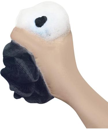 12-Pack Bamboo Charcoal Black Bath Loofah Shower Sponge Poufs - Wholesale Bulk Lot - Buy Online on SooperMarket.com