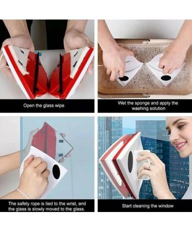 Magnetic Window Cleaner Brush Wiper Cleaner Cleaning Tool For Washing Windows Wash Home Magnet Household Glass Window Red - Buy Online on SooperMarket.com