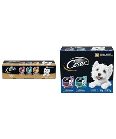 CESAR Classic Loaf in Sauce Adult Wet Dog Food Mealtime Variety Pack & Adult Wet Dog Food Classic Loaf in Sauce Entr es - Pork Tenderloin - Top Sirloin 100g Tray (12 Pack)