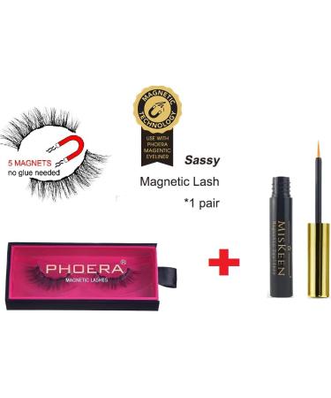 AQUAPURITY Phoera Magnetic Eyelashes with eyeliner New Invention Version 3D natural false eyelashes Durable Soft Reusable Waterproof eyeliner Long Lasting Magnetic Eyeliner (SASSY LASHES) HARM FREE - Buy Online on SooperMarket.com