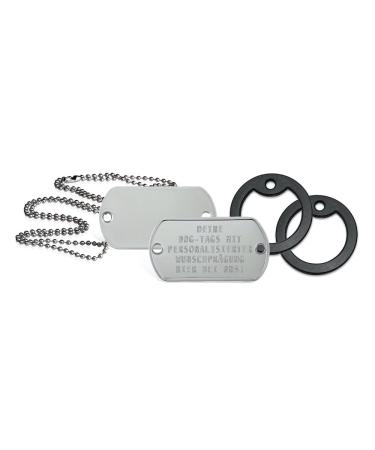 2 pieces of personalized identification brands |Dog day chain with embossing |Including 2 chains & 2 silencers in the set |Various texts and motifs possible |Rambo |Military equipment (2-hole)
