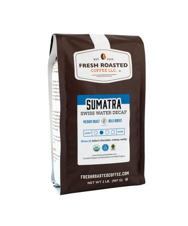 Fresh Roasted Coffee, Organic Sumatra Swiss Water Decaf, 2 lb (32 oz), Fair Trade Kosher, Medium Roast Whole Bean Organic Sumatra SW Decaf 2 Pound (Whole Bean)