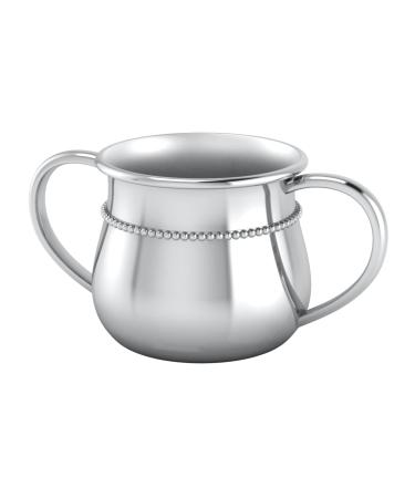 Krysaliis Silver Plated Classic Bulge Beaded Cup - Elegant Engravable Personalized Non-tarnishing Cup Keepsake Gift - Packaged in a Premium Gift Box