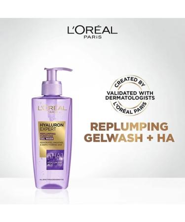L'Or al Paris Hyaluron Expert Gel Wash Hyaluronic Acid Hydrates and Replumps Skin 200ml - Buy Online on SooperMarket.com
