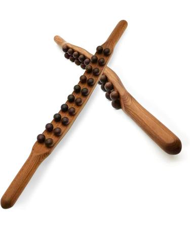 Buy Dellx 20 Beads Gua Sha Scraping Stick Wooden Massage Tool for Muscle Relief & Meridian Therapy Ideal for Back & Waist - Buy Online on SooperMarket.com