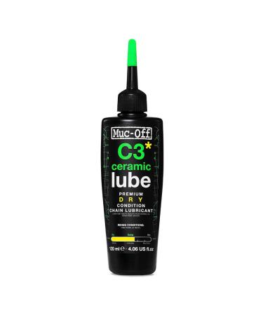 Muc Off C3 Ceramic Dry Chain Lube, 120 Milliliters - Premium Bike Chain Lubricant with UV Tracer Dye - Formulated for Dry and Dusty Weather Conditions 120ml