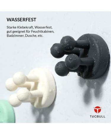 Tecbull Funny Hooks - Self-Adhesive Toothbrush & Razor Holder | No Drilling 6x Black/Gray/White + Replacement Pads - Buy Online on SooperMarket.com