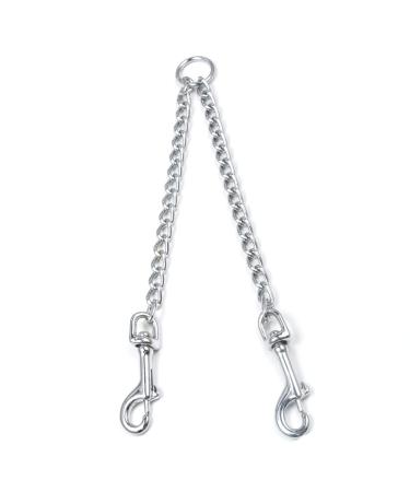LERTREEUK Double Dog Leash Stainless Steel 2 Way Chain Double Dog Coupler Double Leash (50cm)