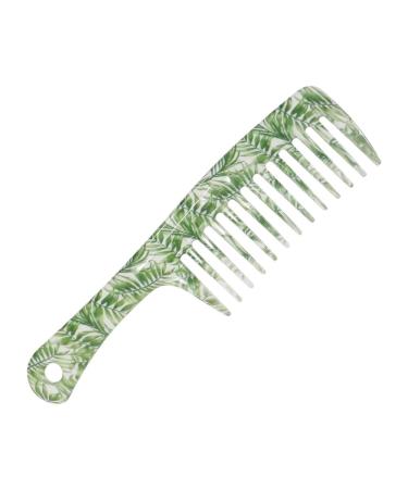 2PCS Water Printing Large Toothed Comb With Straight Handle Wide Toothed Comb Curled Hair Comb (Color : Green leaf)