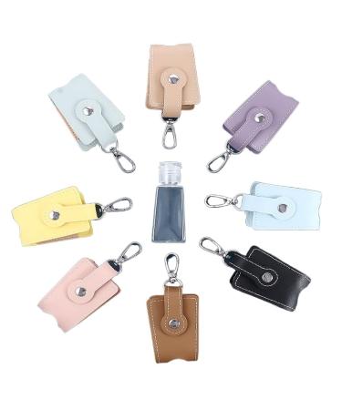 Vctitil 8 Pieces Mini Travel Refillable Empty Bottles Portable Flip Top PU Leather Travel Bottles Cosmetics Bottles Hand Sanitizer Bottles Handbag Keychain