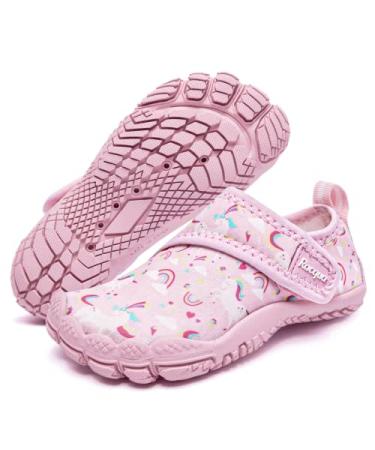 Racqua Toddler Boys Girls Slip-On Water Shoes Quick Dry Barefoot Aqua Shoes (Toddler/Little Kid) 9 Toddler Wzk167-pink Unicorn