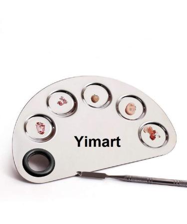 Yimart Pro Stainless Steel Makeup Cosmetic Artist Five Holes Mixing Pallete Spatula