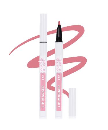 Lip Stain Marker Matte Natural Nude Pink Liquid Lip Liner Lip Tint Pen Silky Smooth Hydrating Lipstick Lip Marker Long Lasting Quick Drying Smudge Proof Water Based Lip Color Makeup112#