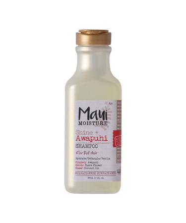 Maui Moisture Shine + Awapuhi Moisturizing Vegan Shampoo with Coconut Oils for Shiny Hair  Silicone-Free & Sulfate-Free Surfactant Aloe Shampoo to Detangle & Hydrate Dull Hair  13 fl. Oz