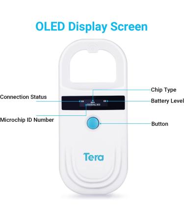 Tera Portable Microchip Reader - RFID Scanner for Dogs Cats and Pigs | OLED Display & Rechargeable | ISO 11784/11785 FDX-B - Dark Blue - Buy Online on SooperMarket.com