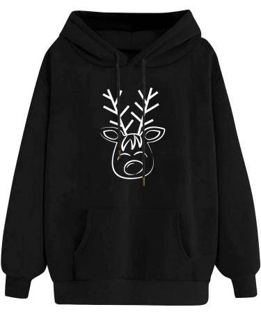 Women's Plus Size Christmas Hooded Sweatshirt Pullover with Pockets - Black_4 XX-Large - Buy Online on SooperMarket.com
