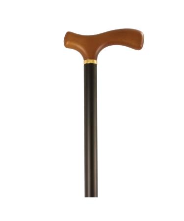PCP Mobility Wood Cane Fritz Handle Men's Black Finish with Natural Finish 1-Inch Tip Size