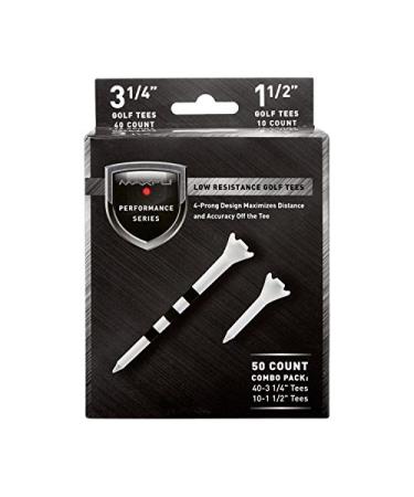 Maxfli Performance Series Low Resistance 3.25" & 1.5" White Golf Tees - 50 Pack