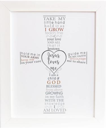 The Grandparent Gift Jesus Loves Me Frame for Baby's Baptism or Christening, White Frame