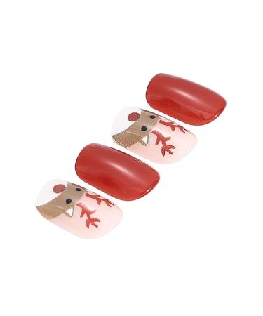 Brishow Christmas Artificial Nails - 24PCS Snow & Moose Press-On Short Red Nails for Women & Girls - Buy Online on SooperMarket.com