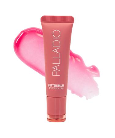 Palladio Butter Balm - Hydrating Lip Balm with Sheer Tint Aloe Peptides Shea Butter and Vegan Formulation for Instant Moisture Shine and Soothing Lip Care Strawberry Shortcake