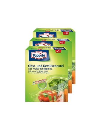Toppits fruit and vegetable bags 7x3 liters Keeps fresh up to 3x longer (pack of 3)