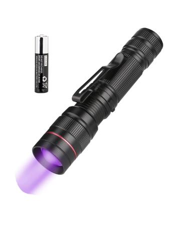 Vagocom LED Blacklight Ultraviolet Flashlight Torch 3 Modes Zoomable Black Light 395nm UV Flash Light Detector for Dog Cat Pet Urine Dry Stains(1 Pack Black Battery Included) 1 Pack Black