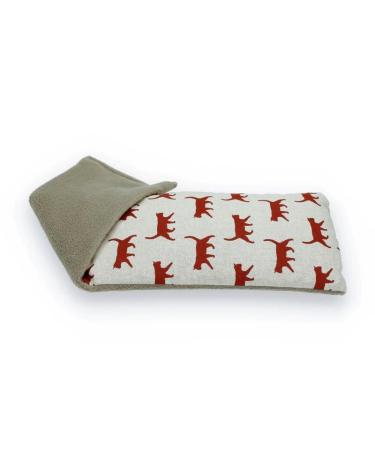 Soothing Cold or Hot Microwavable Duo Fabric Wheat Bag - Lavender Scented - Natural Relief for Aches and Pains - Red Kitty