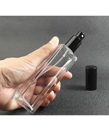 Refillable Glass Perfume Spray Bottle 50ml - Travel Essential Oil & Makeup Tool - Black Closure - Perfect Gift - Buy Online on SooperMarket.com