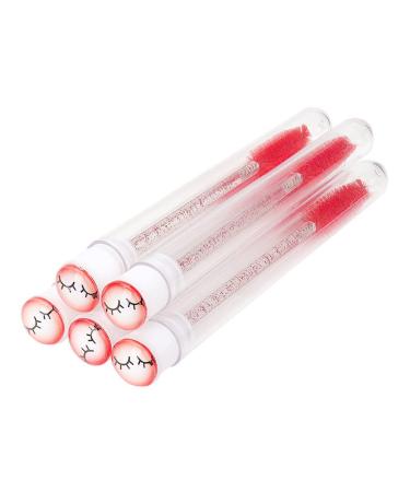 Dajidafu 5 Pieces Portable Eyelash Brush with Tube Single Use Eyebrow Eyelashes Brushes Makeup Tool Cosmetic Beauty Supplies Red Type 2