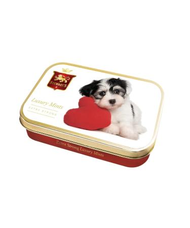 Stewart's - Puppy Love Tin Filled with Luxury Mints (40g) - Cool Refreshing Peppermint Flavour For Instant Breath Freshness Pocket Sized Collectable Tins Ideal for Gifting 1 x 40g Puppy Love Tin - Mints